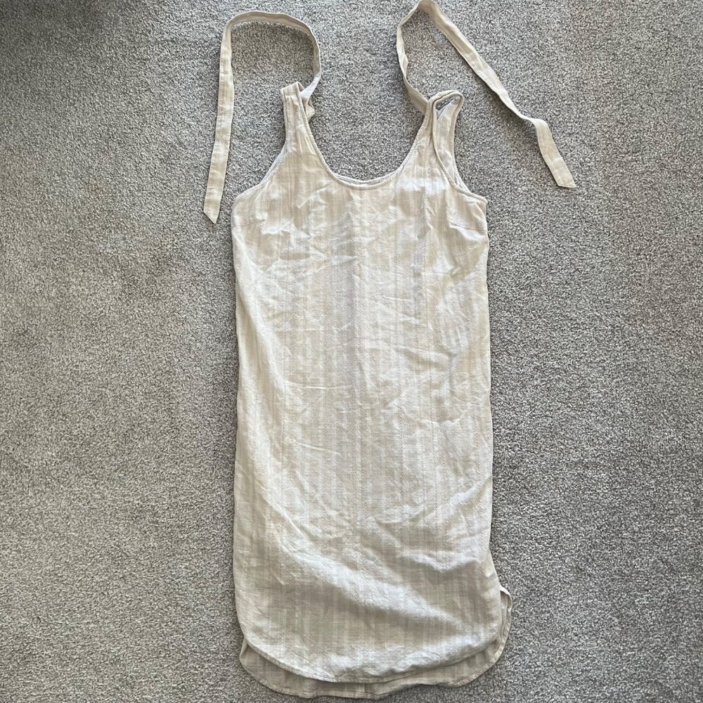 Cloth & Stone Anthropologie Cotton Bow Tie Shirt Dress Cream and White NWOT M - Picture 9 of 11